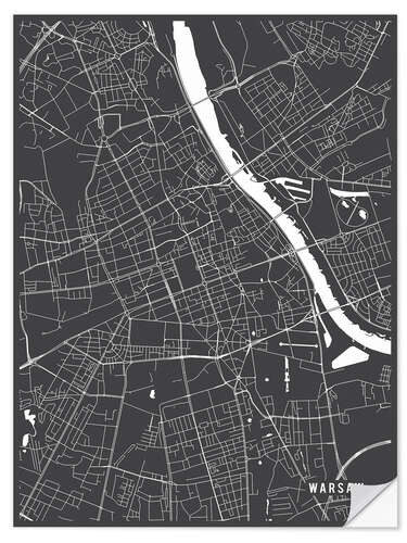 Naklejka na ścianę Warsaw Poland Map