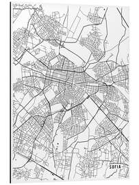 Aluminium print Sofia Bulgaria Map