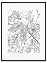 Gerahmter Kunstdruck Sofia Bulgarien Karte