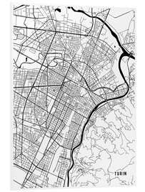 Cuadro de PVC Turin Italy Map