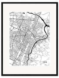 Ingelijste kunstdruk Turin Italy Map