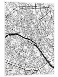 Foam board print Paris France Map