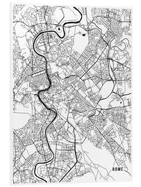 Cuadro de PVC Mapa de Roma en blanco y negro