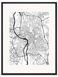 Gerahmter Kunstdruck Toulouse Frankreich Karte
