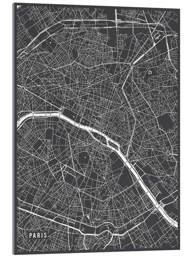 Cuadro de metacrilato Mapa de París en blanco y negro