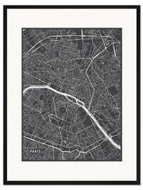 Gerahmter Kunstdruck Paris Frankreich Karte