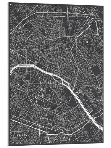 Quadro em plexi-alumínio Paris France Map