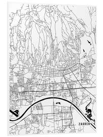 Foam board print Zagreb Croatia Map