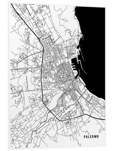 Foam board print Palermo Italy Map