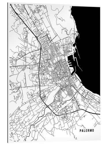 Tableau en plexi-alu Palermo Italy Map