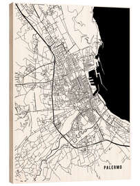 Holzbild Palermo Italien Karte