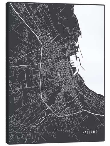 Canvas print Palermo Italy Map