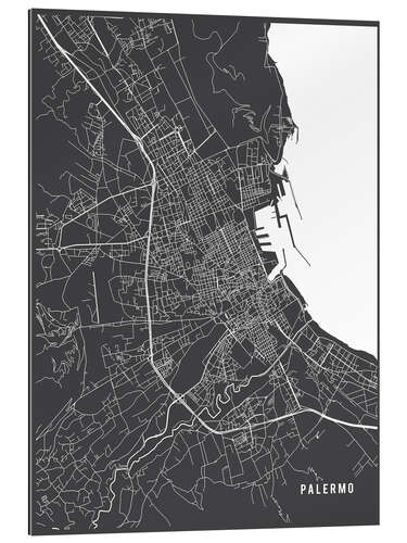 Tableau en plexi-alu Palermo Italy Map