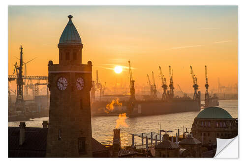 Muursticker Sunset Landungsbrücken | Hamburg