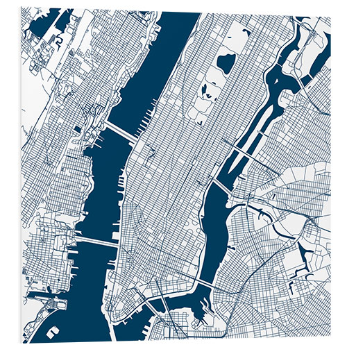 Cuadro de PVC Mapa de Nueva York, azul