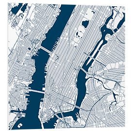 Tableau en PVC City map of New York, blue