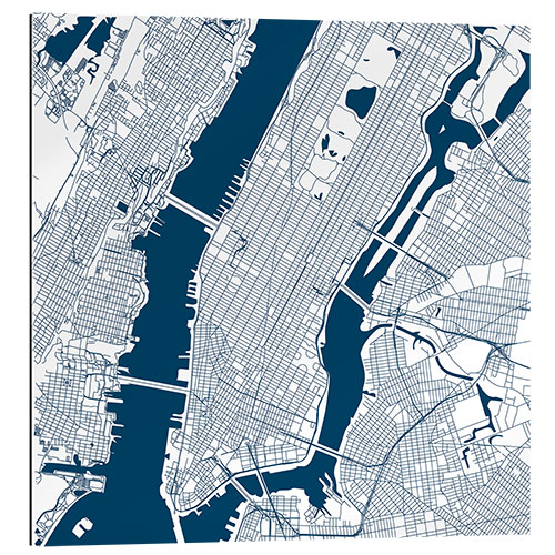 Quadro em plexi-alumínio City map of New York, blue