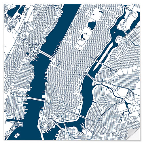 Autocolante decorativo City map of New York, blue