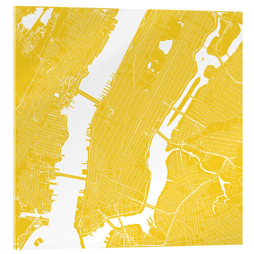 Cuadro de metacrilato Mapa de Nueva York, amarillo