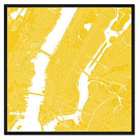 Gerahmter Kunstdruck Stadtplan von New York, gelb