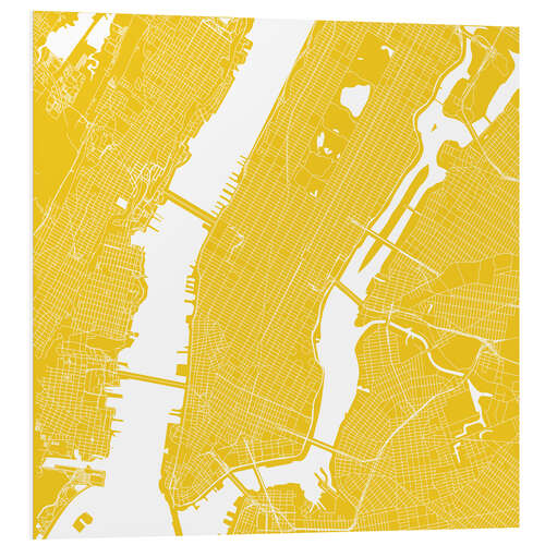 Tableau en PVC City map of New York, yellow