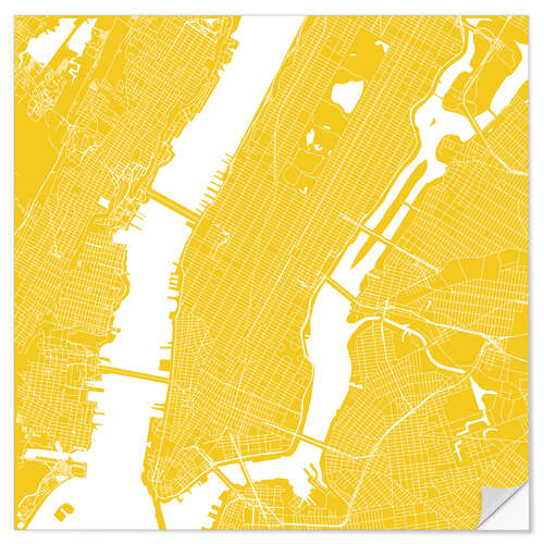 Vinilo para la pared Mapa de Nueva York, amarillo