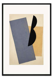 Gerahmter Kunstdruck Komposition blau gelb schwarz