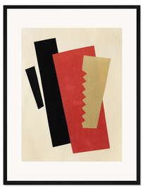 Gerahmter Kunstdruck Zusammensetzung Rot Schwarz Gold