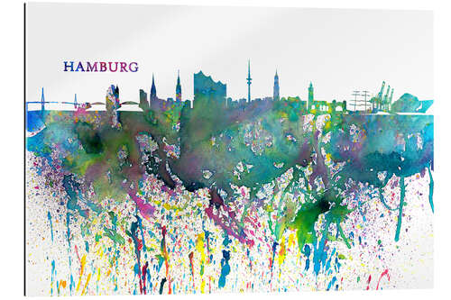 Gallery print Skyline HAMBURG Colorful Silhouette Splash