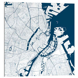 Quadro em plexi-alumínio City map of Copenhagen I