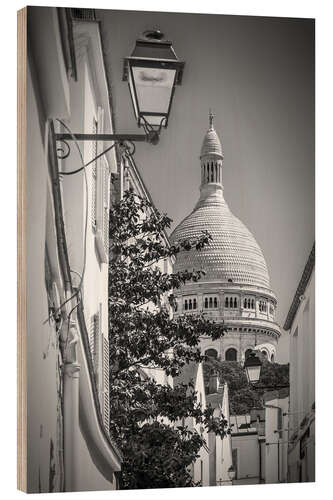 Tableau en bois Montmartre et la basilique du Sacré Cœur