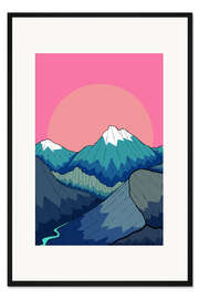 Gerahmter Kunstdruck Ein kleiner Fluss zieht sich durch die Berge