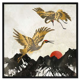 Gerahmter Kunstdruck Eleganter Flug der Kraniche II 