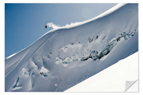 Adesivo murale Freeriding snowboarder on a snowy slope