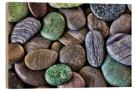 Wood print Colorful beach stones