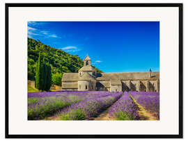 Inramat konsttryck Monastery with lavender field