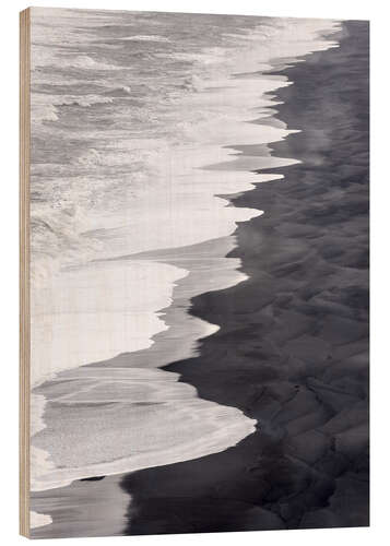 Wood print North Atlantic coast during the winter, Solheimasandur