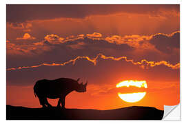 Sticker mural Rhinocéros au coucher du soleil