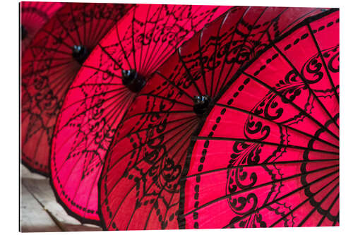 Gallery print Red umbrellas in Myanmar