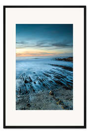 Gerahmter Kunstdruck Sonnenuntergang über Brandung