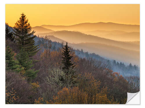 Selvklebende plakat Great Smoky Mountains National Park