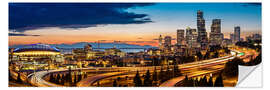 Selvklebende plakat Seattle in the evening light