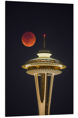 Aluminiumsbilde Bloodmoon over Seattle