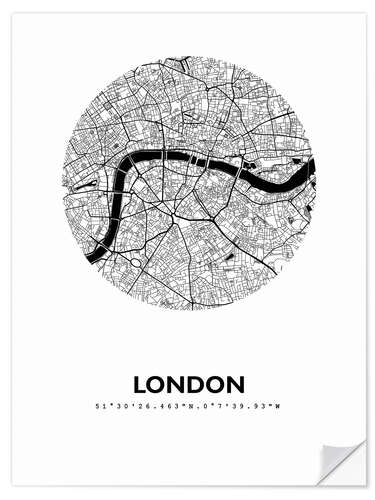 Autocolante decorativo City map of London V