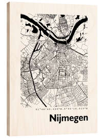 Hout print Map of Nijmegen