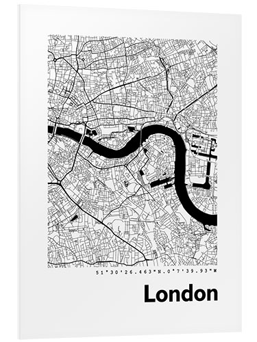 Print på skumplade City map of London IV