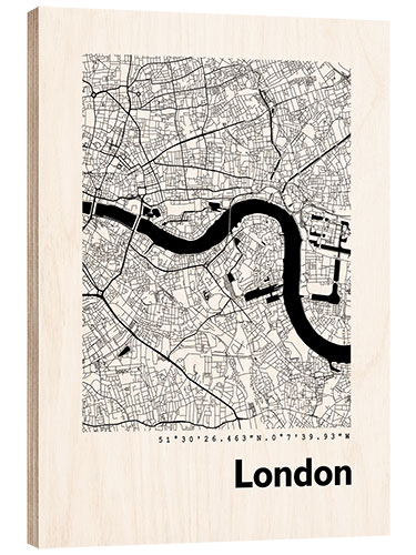 Stampa su legno Mappa della città di Londra IV