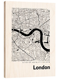 Wood print City map of London IV