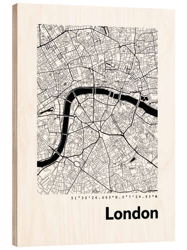 Wood print City map of London III