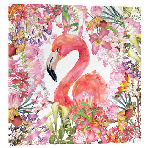 Akrylbilde Flamingo in Floral Jungle